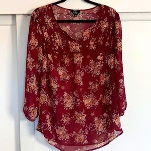 Sheer Quarter Sleeve Blouse